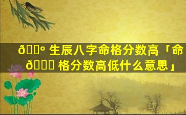 🌺 生辰八字命格分数高「命 🍁 格分数高低什么意思」